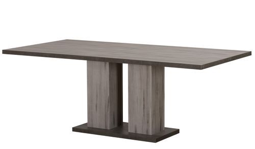 Table rectangulaire extensible chêne gris et laqué blanc Oscaro - Photo n°3; ?>