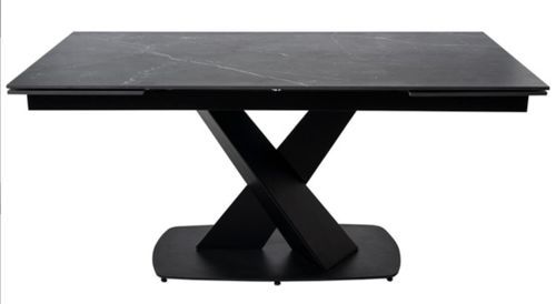 Table design extensible plateau porcelaine et pieds métal noir Konty - Photo n°3; ?>