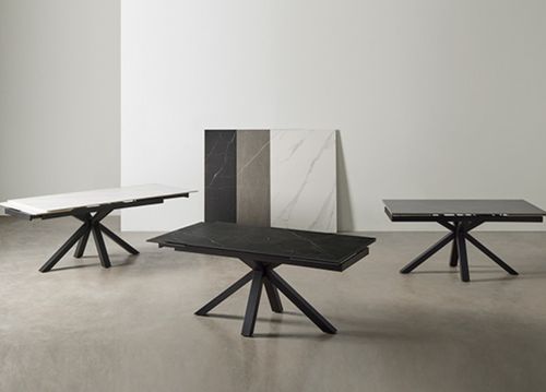 Table rectangulaire extensible porcelaine et métal noir Slika - Photo n°2; ?>