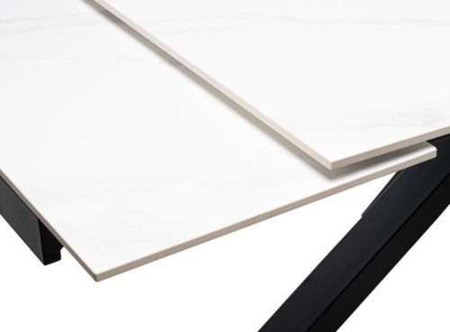 Table rectangulaire extensible plateau porcelaine et pieds métal noir Slika - Photo n°3; ?>
