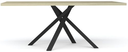 Table rectangulaire métal noir et plateau bois clair Rosie - Photo n°2; ?>