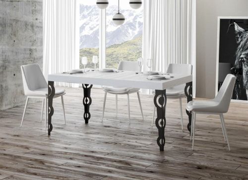 Table rectangulaire orientale 6 places L 160 cm bois blanc et pieds métal anthracite Kazay - Photo n°2; ?>
