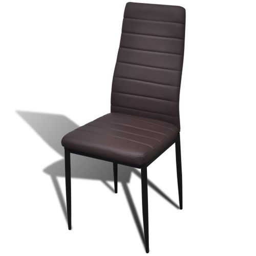 Table rectangulaire verre trempé et 4 chaises simili marron Blubo - Photo n°3; ?>