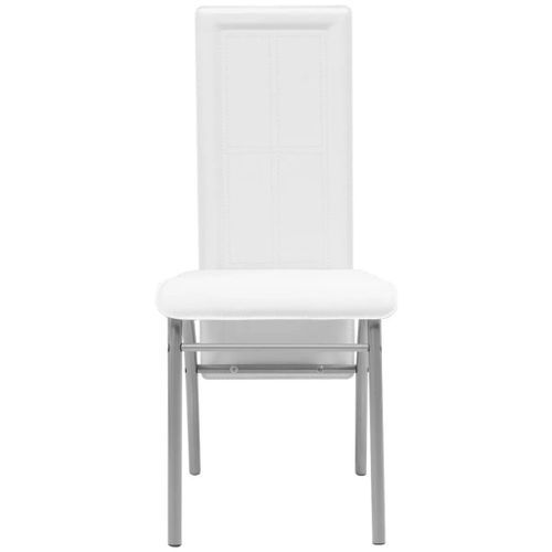 Table rectangulaire verre trempé noir et 4 chaises simili blanc Vicka - Photo n°3; ?>