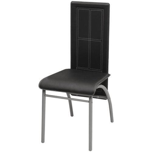 Table rectangulaire verre trempé noir et 4 chaises simili noir Vicka - Photo n°3; ?>