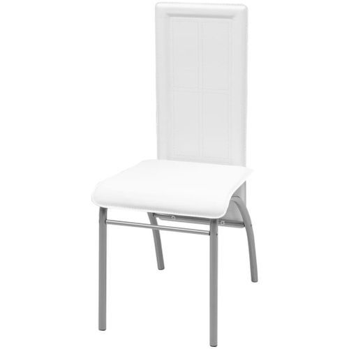 Table rectangulaire verre trempé noir et 6 chaises simili blanc Vicka - Photo n°2; ?>
