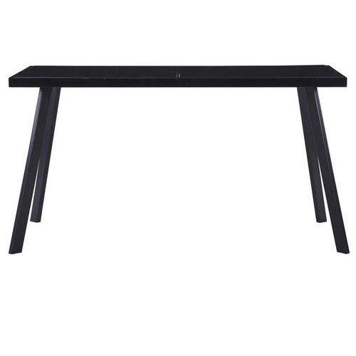 Table rectangulaire verre trempé noir et pieds métal Ragya 140 cm - Photo n°2; ?>