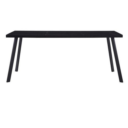 Table rectangulaire verre trempé noir et pieds métal Ragya 160 cm - Photo n°2; ?>