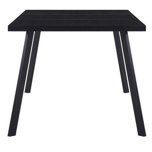 Table rectangulaire verre trempé noir et pieds métal Ragya 160 cm - Photo n°3; ?>