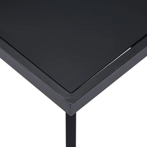 Table rectangulaire verre trempé noir et pieds métal Ragya 200 cm - Photo n°3; ?>