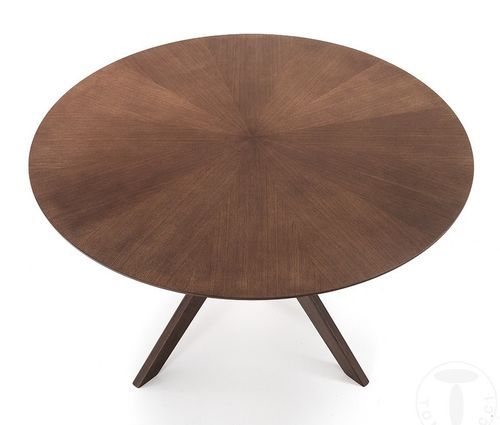 Table rond en bois massif et bois MDF noyer Tahina D 137 cm - Photo n°3; ?>