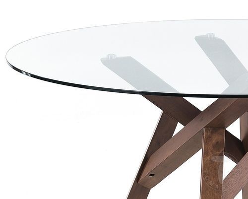 Table rond en bois massif et verre trempé Amélie D 137 cm - Photo n°3; ?>
