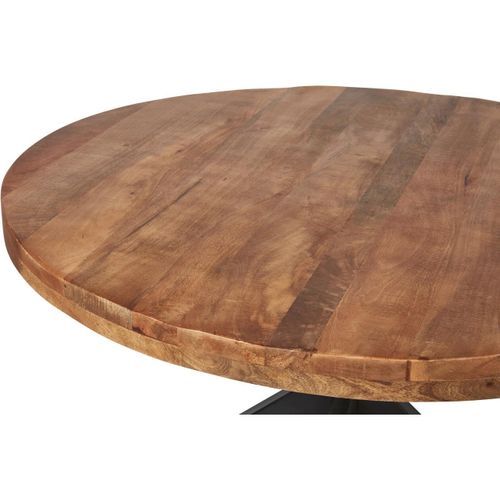 Table ronde 120 cm bois massif acacia naturel et pieds croisés acier noir Vintal - Photo n°3; ?>