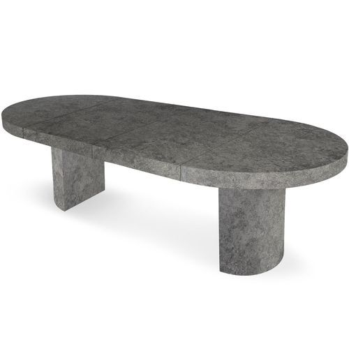 Table ronde à rallonges gris béton Kiassy 110 à 260 cm - Photo n°2; ?>