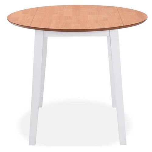 Table ronde bois clair et pieds hévéa massif blanc Verco D 90 cm - Photo n°2; ?>