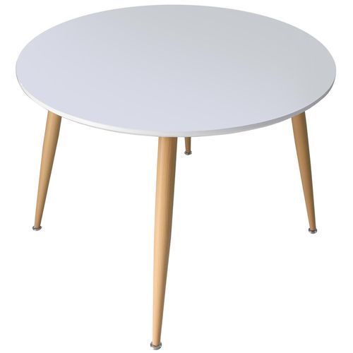 Table ronde bois laqué Blanc 4 personnes Scandinave 110 cm - Photo n°2; ?>