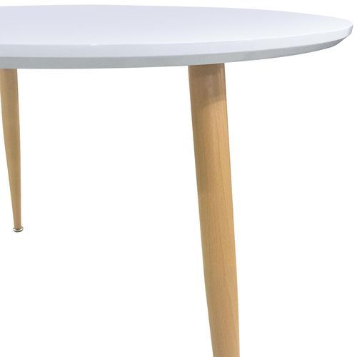 Table ronde bois laqué Blanc 4 personnes Scandinave 110 cm - Photo n°3; ?>