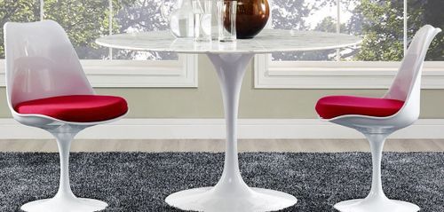Table ronde design 100 cm en marbre blanc de Carrare - Photo n°2; ?>