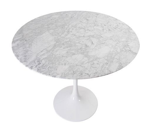 Table ronde design 100 cm en marbre blanc de Carrare - Photo n°3; ?>