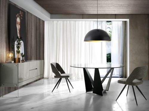 Table ronde design acier noir et verre trempé Gala - Style contemporain - Photo n°3; ?>