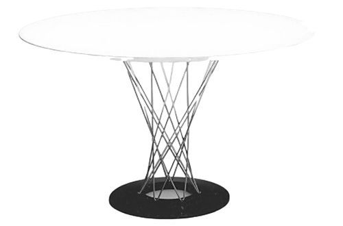 Table ronde design acier tressé et chromé et plateau en bois Kobuky 120 cm - Photo n°2; ?>