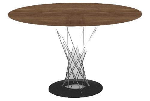 Table ronde design acier tressé et chromé et plateau en bois Kobuky 120 cm - Photo n°3; ?>