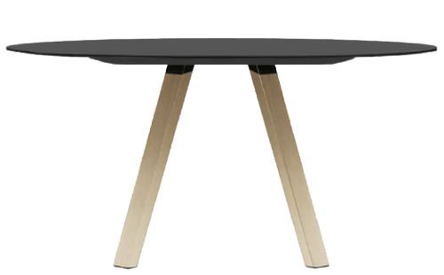 Table ronde design en bois et pieds en chêne massif naturel Bipola - Photo n°2; ?>