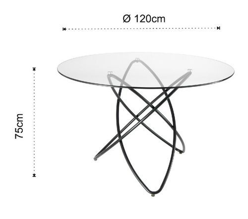 Table ronde en acier noir et verre trempé Ondine D 120 cm - Photo n°3; ?>