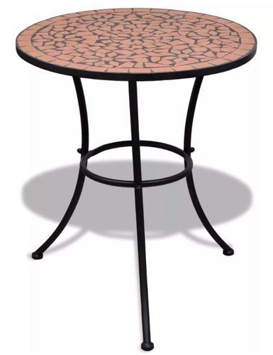 Table ronde et 2 chaises de jardin mosaïquées noir et marron Mel - Photo n°2; ?>