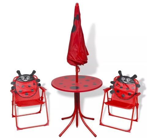 Table ronde et 2 chaises de jardin pour enfant métal rouge Stacy - Photo n°2; ?>