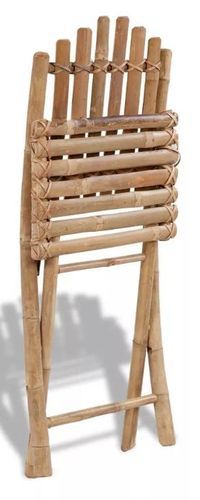Table ronde et 4 chaises de jardin bambou clair Kyca - Photo n°2; ?>