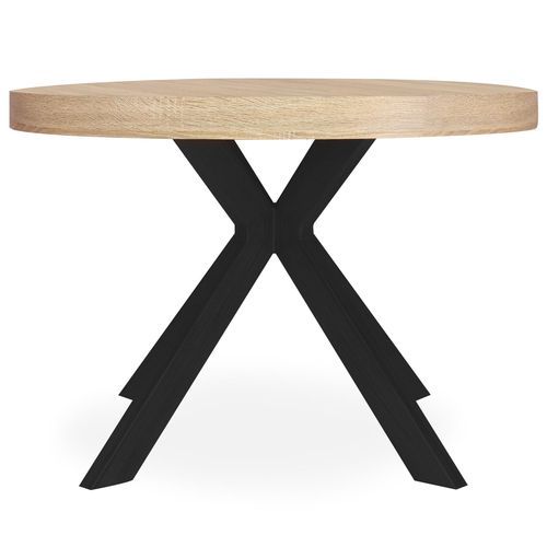 Table ronde extensible bois chêne sonoma et métal noir Marine 110/160/210/260 cm - Photo n°2; ?>