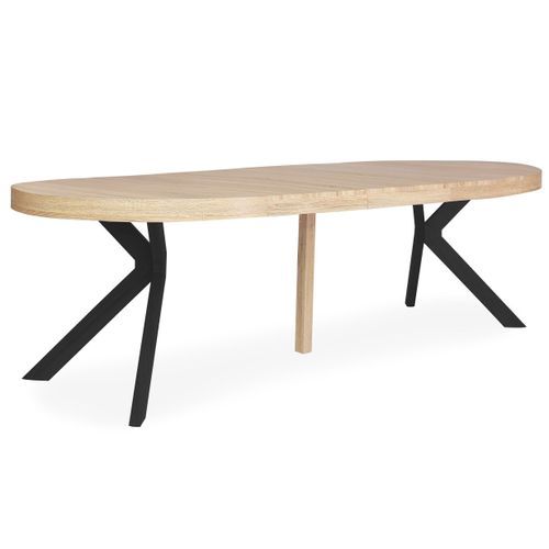 Table ronde extensible bois chêne sonoma et métal noir Marine 110/160/210/260 cm - Photo n°3; ?>