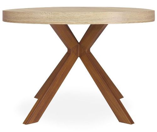 Table ronde extensible bois clair et pieds métal marron Kare 110/160/210/260 cm - Photo n°2; ?>