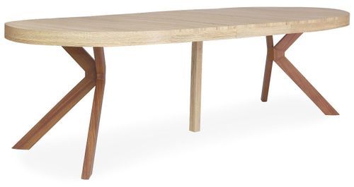 Table ronde extensible bois clair et pieds métal marron Kare 110/160/210/260 cm - Photo n°3; ?>