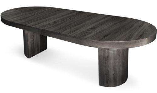 Table ronde à rallonges bois gris foncé Kiassy 110 à 260 cm - Photo n°3; ?>