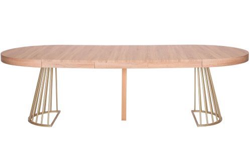 Table ronde extensible chêne clair et pieds doré Wenny 160/210/260 cm - Photo n°2; ?>