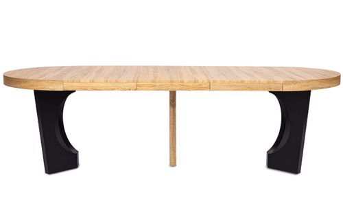 Table ronde extensible en bois clair et noir 110 à 260 cm jusqu'a 14 places Torin - Photo n°2; ?>