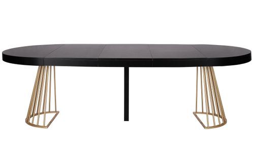 Table ronde extensible noir et pieds doré Wenny 160/210/260 cm - Photo n°2; ?>