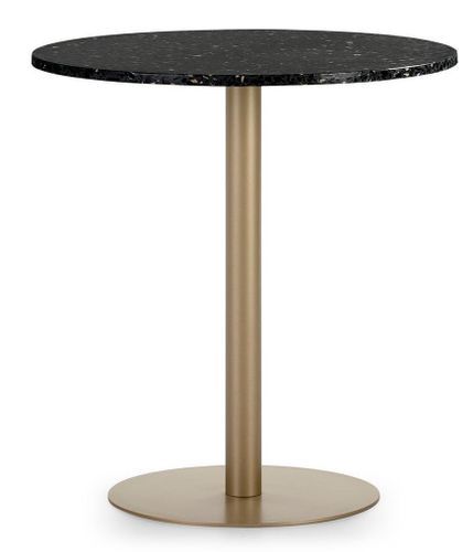 Table ronde granite noir et pied métal doré D 70 cm - Photo n°2; ?>