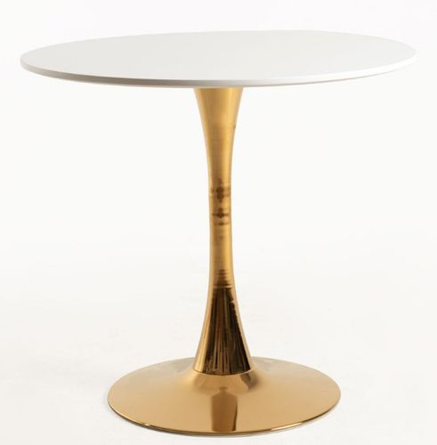 Table ronde moderne bois blanc et pied métal doré Tulipa 80 cm - Photo n°2; ?>