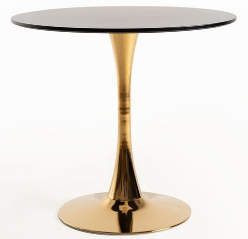 Table ronde moderne bois noir et pied métal doré Tulipa 80 cm - Photo n°2; ?>