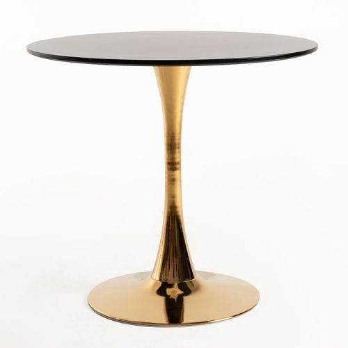 Table ronde moderne bois noir et pied métal doré Tulipa 90 cm - Photo n°2; ?>