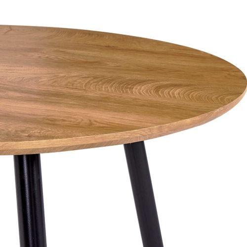 Table ronde plateau bois clair et pieds metal noir Sanda 90 cm - Photo n°3; ?>