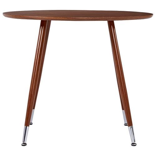 Table ronde plateau bois foncé et pieds metal marron Sanda 90 cm - Photo n°3; ?>