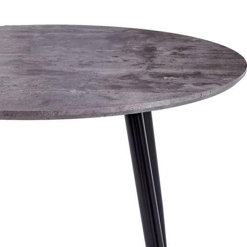Table ronde plateau effet béton et pieds metal noir Sanda 90 cm - Photo n°3; ?>