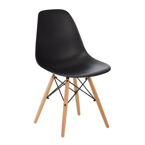 Table ronde scandinave 120 cm et 4 chaises noir et bois naturel Verda - Photo n°2; ?>