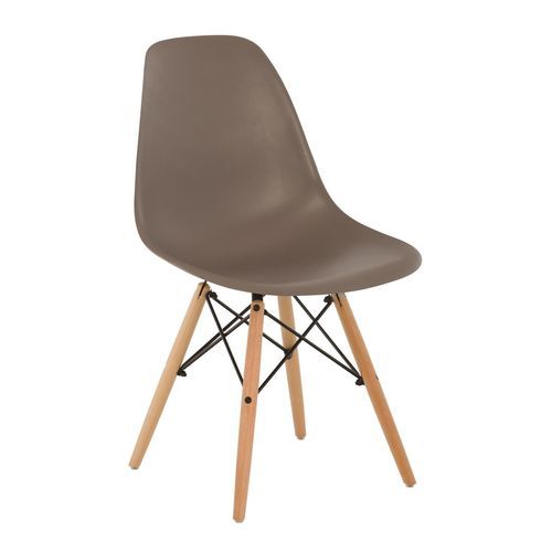 Table ronde scandinave 120 cm et 4 chaises taupe et naturel Verda - Photo n°2; ?>