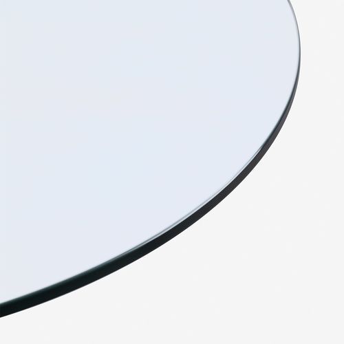 Table ronde moderne métal noir et verre cristal transparent 70 cm - Photo n°3; ?>