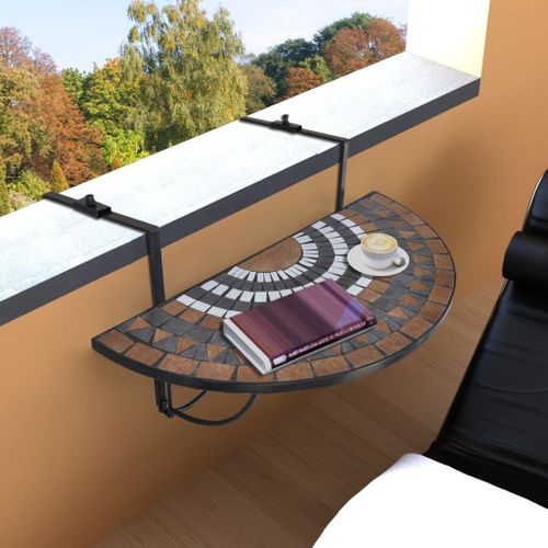 Table suspendue de balcon Terre cuite et blanc Mosaïque - Photo n°2; ?>